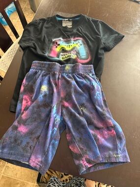 Cat & Jack Black Tee and Multicolor Galaxy Shorts Pajama Set